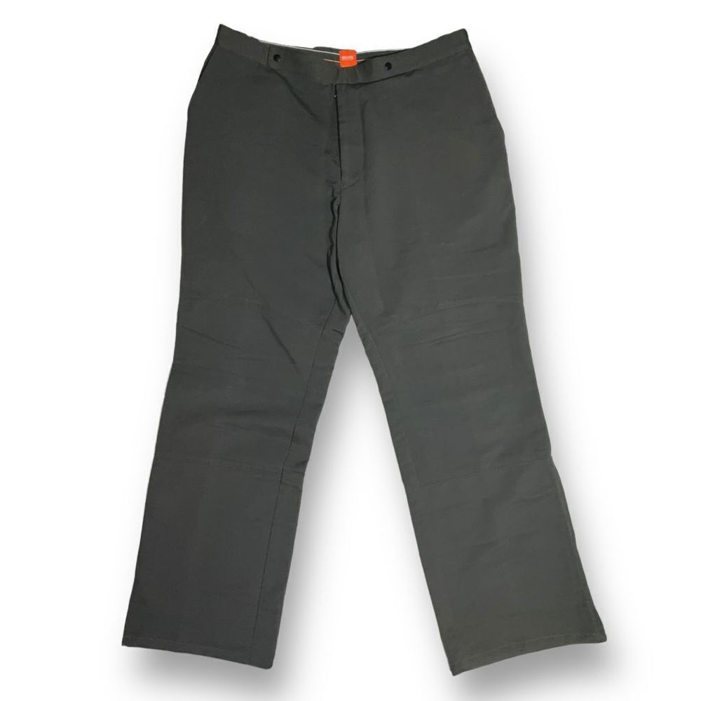 🔥 HUGO BOSS Men’s Brown Flare Pants Size 34 Cotton Blend Retro Vibe
